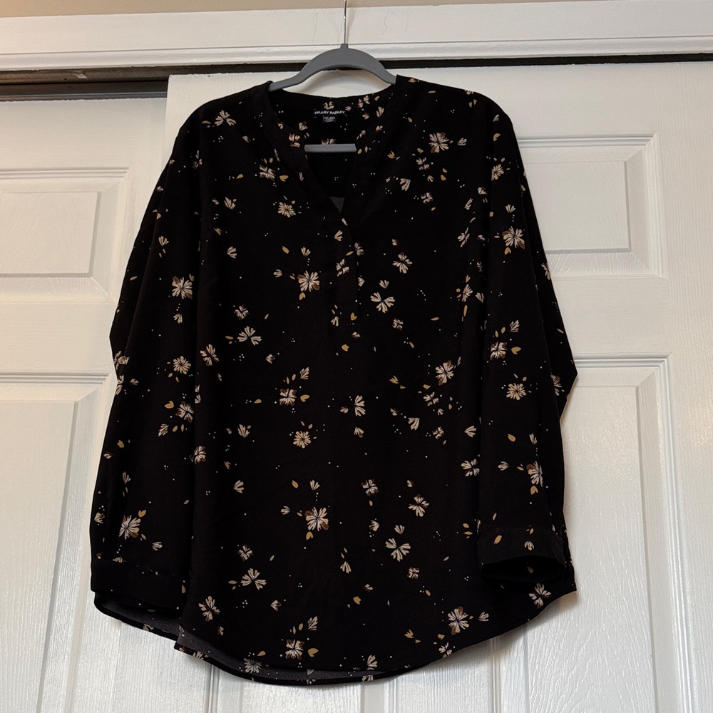 Hilary Radley Black Floral Blouse